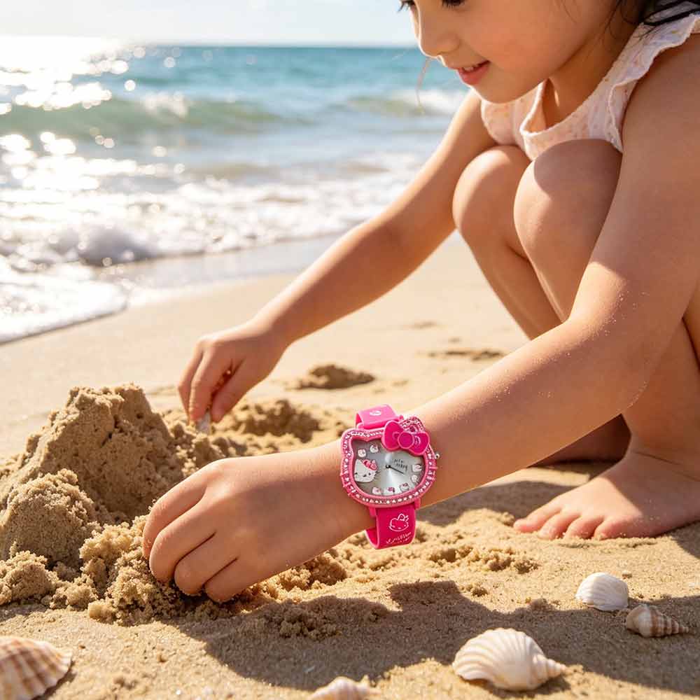 Girls Cartoon Quartz Watch – Cute Pink Wristwatch with Adjustable Strap, Gift Ready