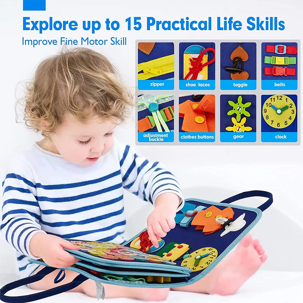 Montessori Busy Board - Sensory Learning Activity Board for Early Development
