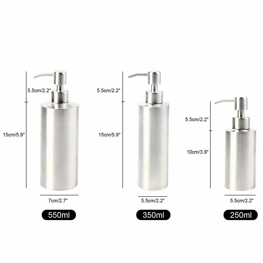 Stainless Steel Soap Dispenser Bottle Bathroom Shower Kitchen Shampoo Replace