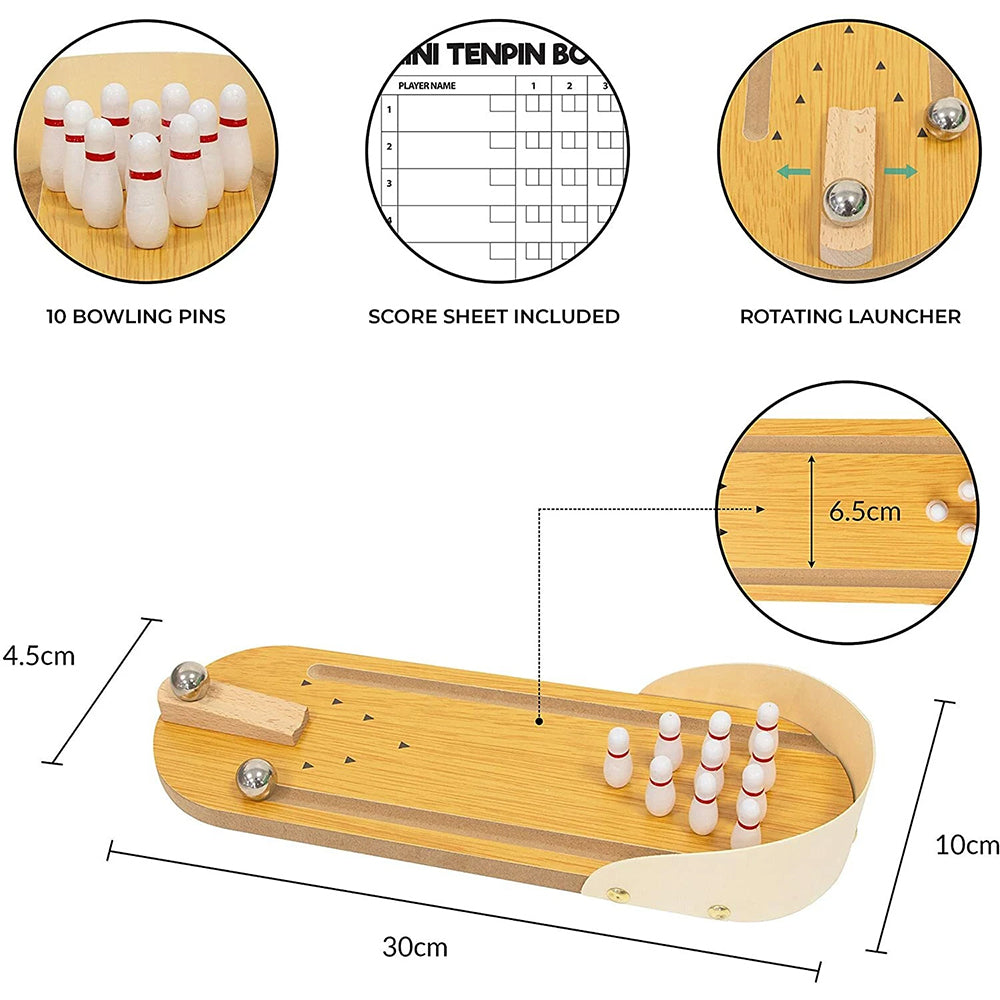 Tabletop Bowling Game – Mini Tenpin Set, Classic Family Fun Novelty Gift