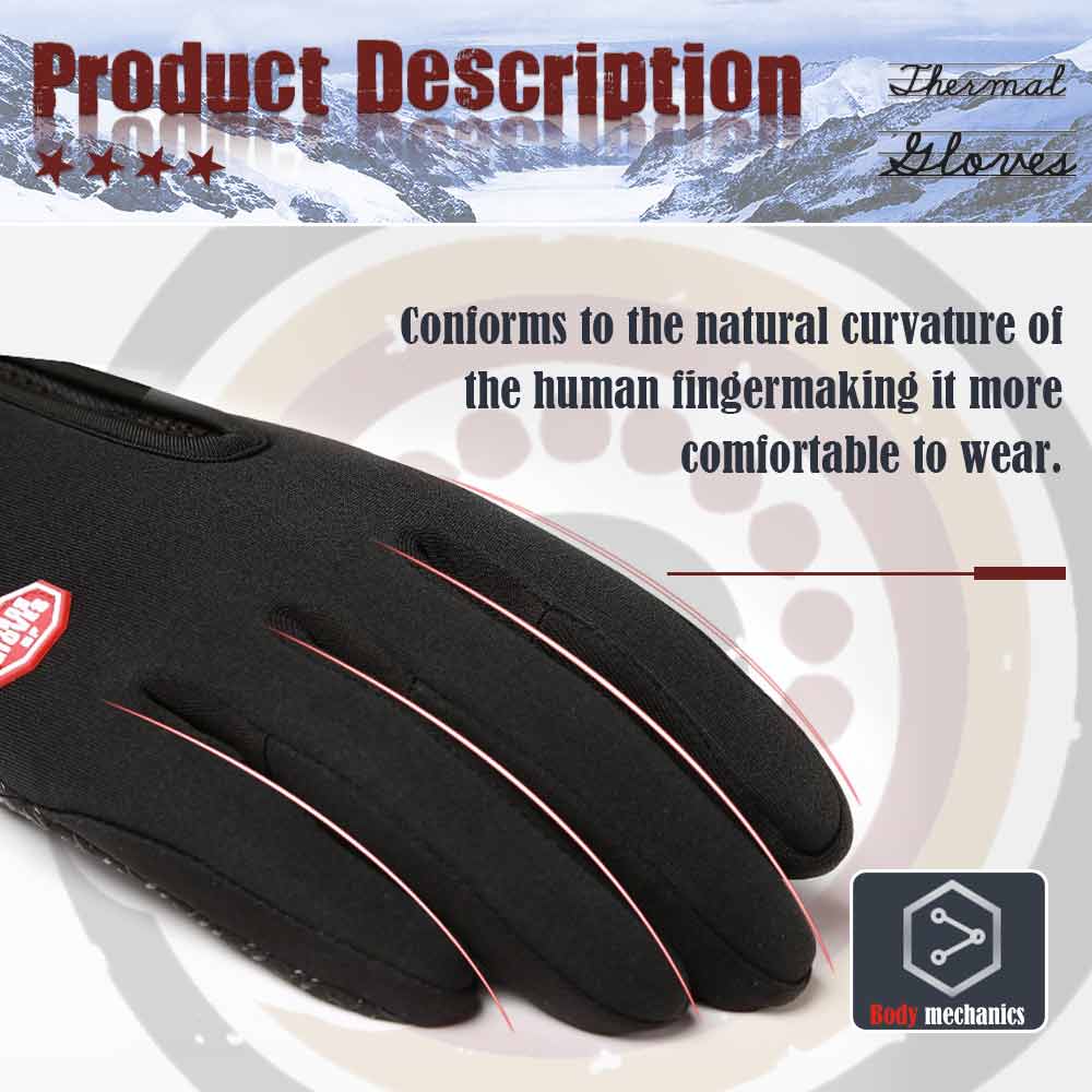 Windproof Touch Screen Ski Gloves Winter Warm Thermal Outdoor Sports Waterproof