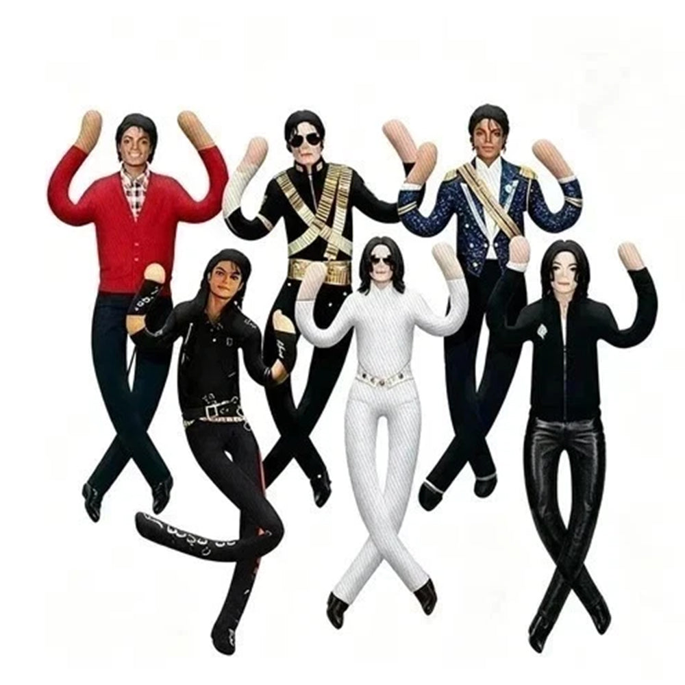 Michael Jackson Plush Doll – 28cm Poseable Figure, 6 Costumes, Abstract Collectible