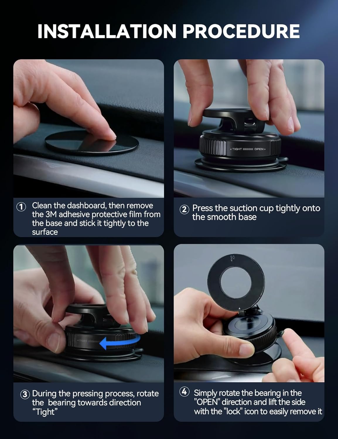 JOYROOM MagSafe Magnetic Car Mount - 360° Suction Cup Holder for iPhone & Android