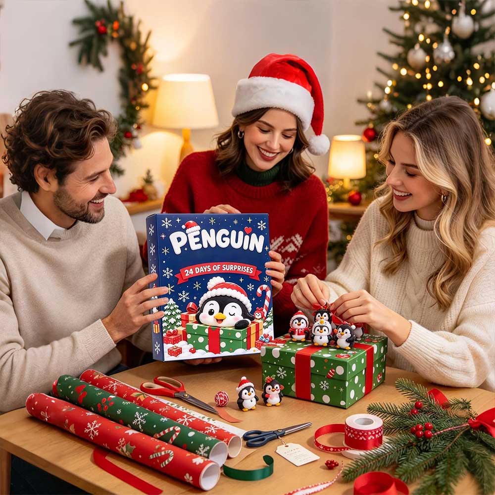 Christmas Countdown Calendar – 24-Day 3D Penguin Animal Figure Decor Set