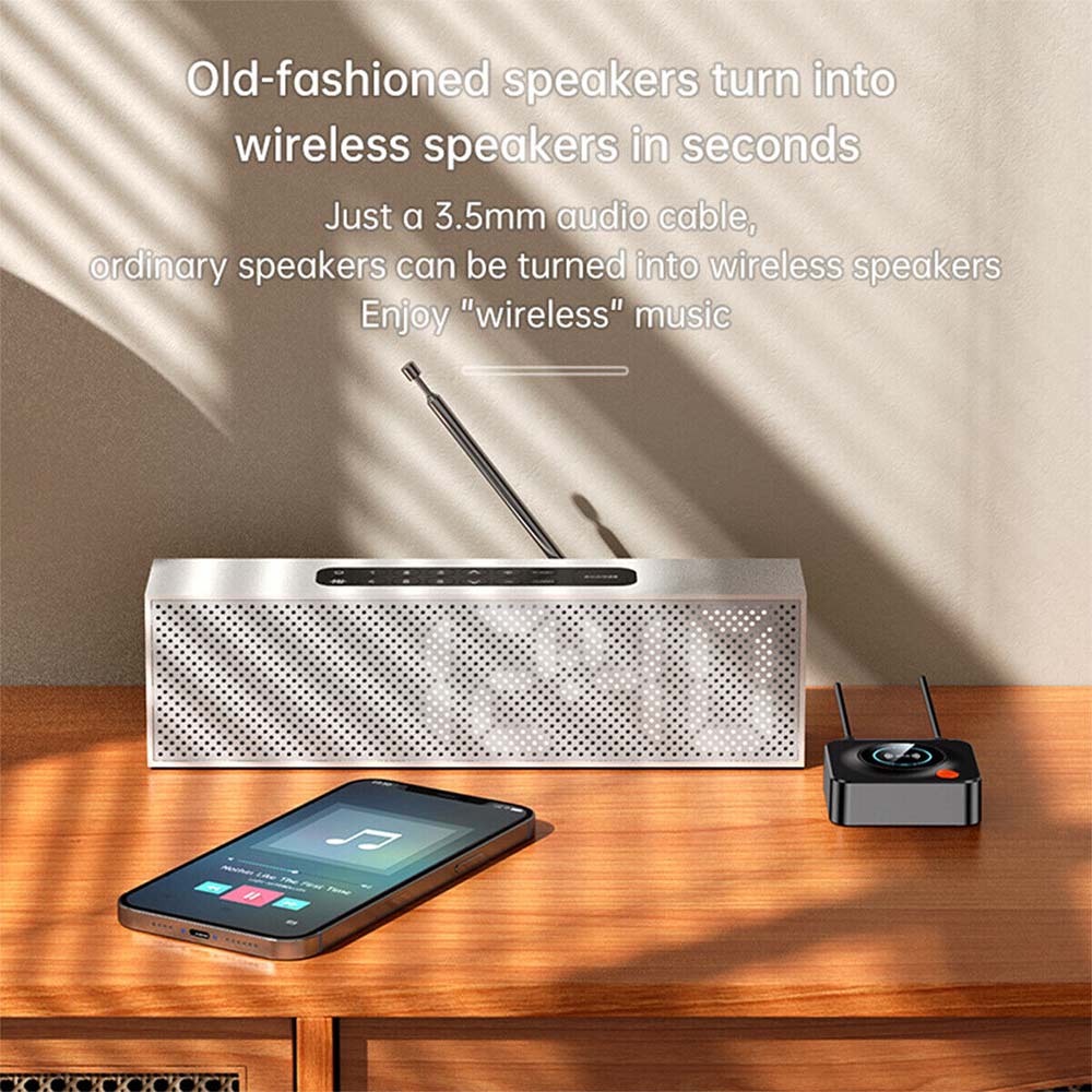 Bluetooth 5.1 Stereo Car Kit AUX 3.5mm Jack Wireless Adapter Audio Receiver