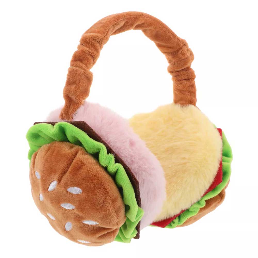 Hamburger Ear Muffs – Funny Fast Food Plush Ear Warmers for Adults, Foldable & Portable Cold Weather Accessory