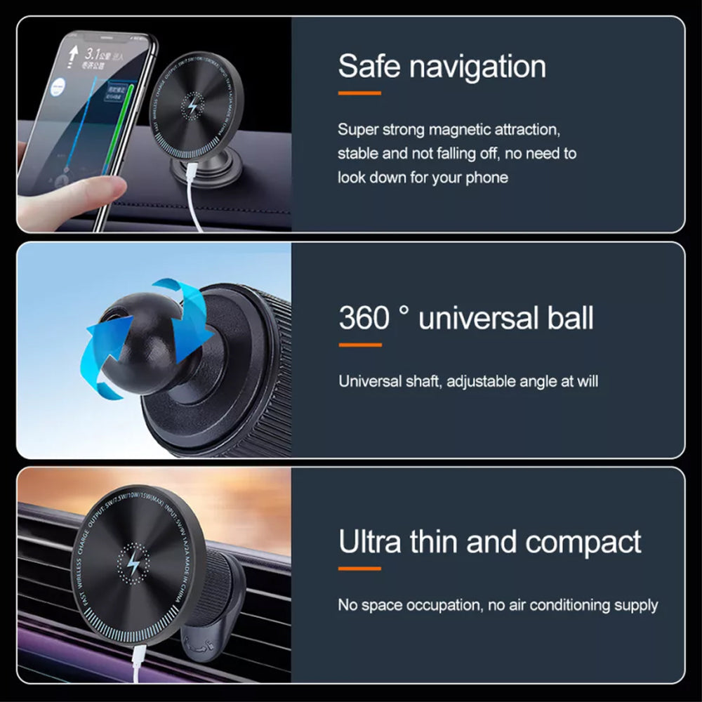 Magnetic Wireless Car Charger Mount Holder Car Mount Phone Holder for iPhone 15