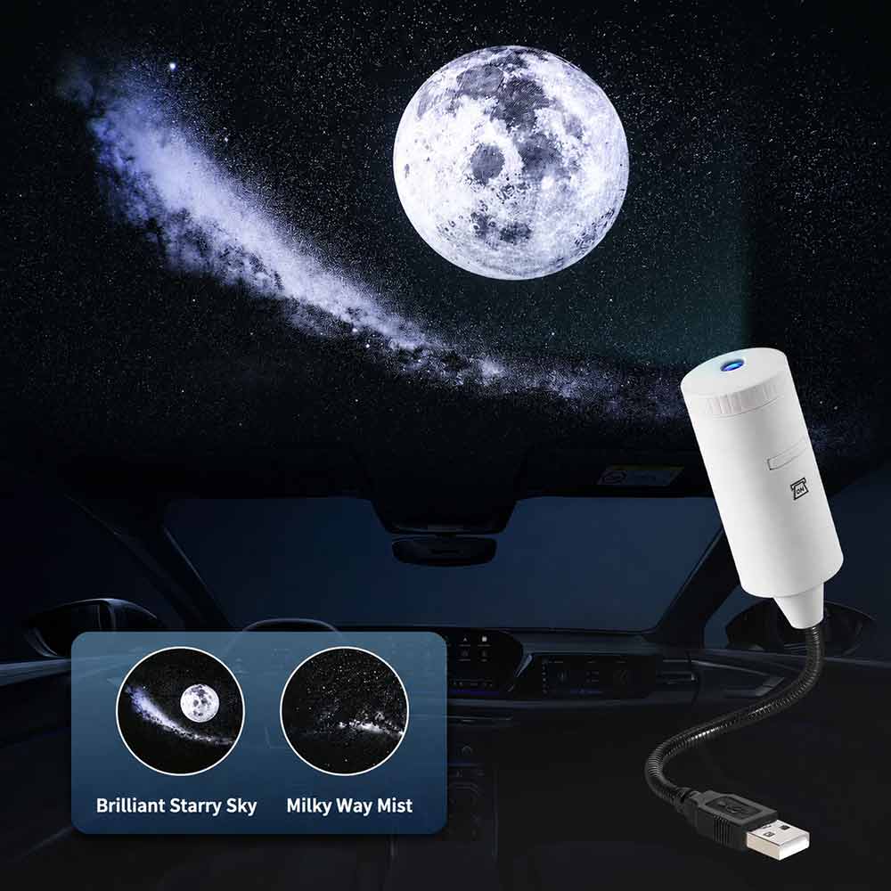 Rotating Galaxy Projector Lamp – USB Starry Sky Light for Car & Home Atmosphere