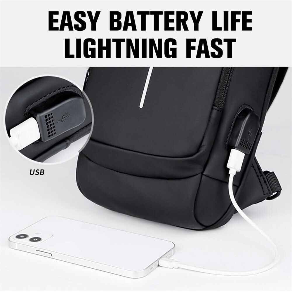 Men Sling Crossbody Bag Anti-theft Chest Shoulder Messenger Backpack USB Port