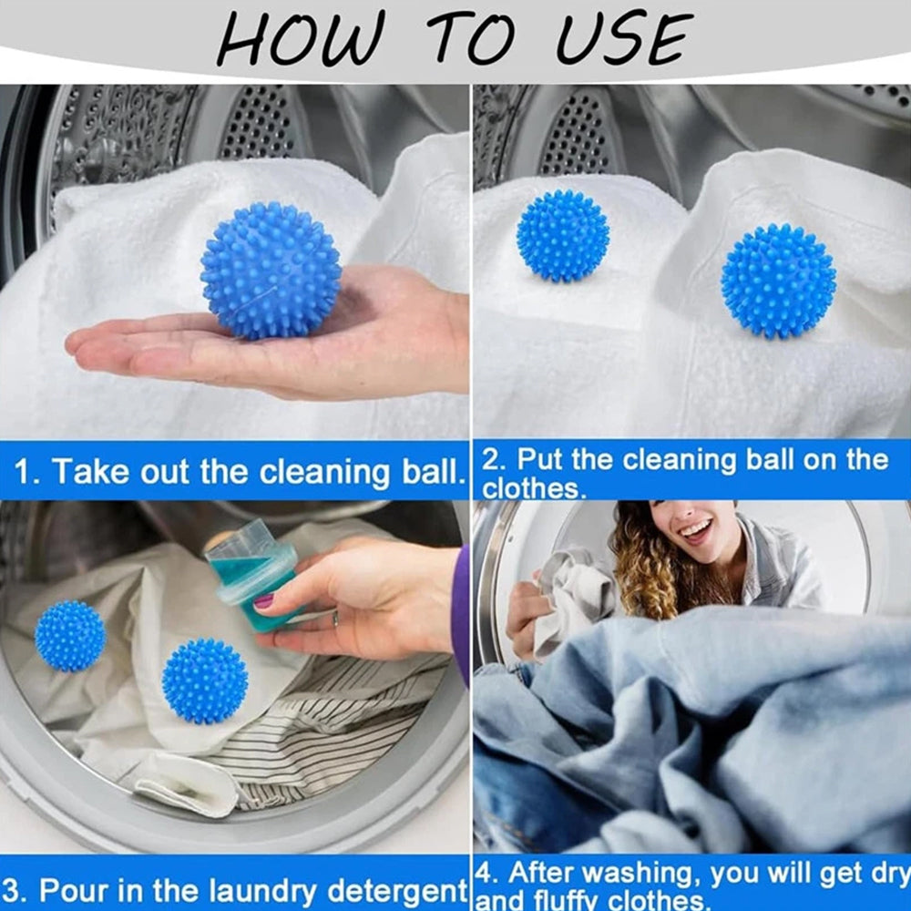 4-Pack Reusable Dryer Balls | Plastic Laundry Softener Balls for Washing Machine & Tumble Dryer