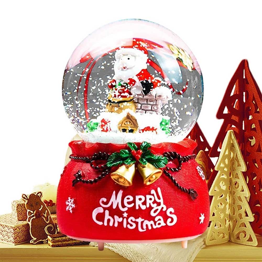 LED Santa Snow Globe – Musical Christmas Snow Globe with Colour Changing Light
