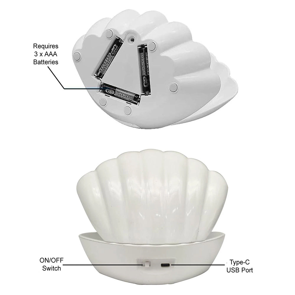 White Glitter Ball Lamp – 7-Colour LED Seashell Clam Mood Light
