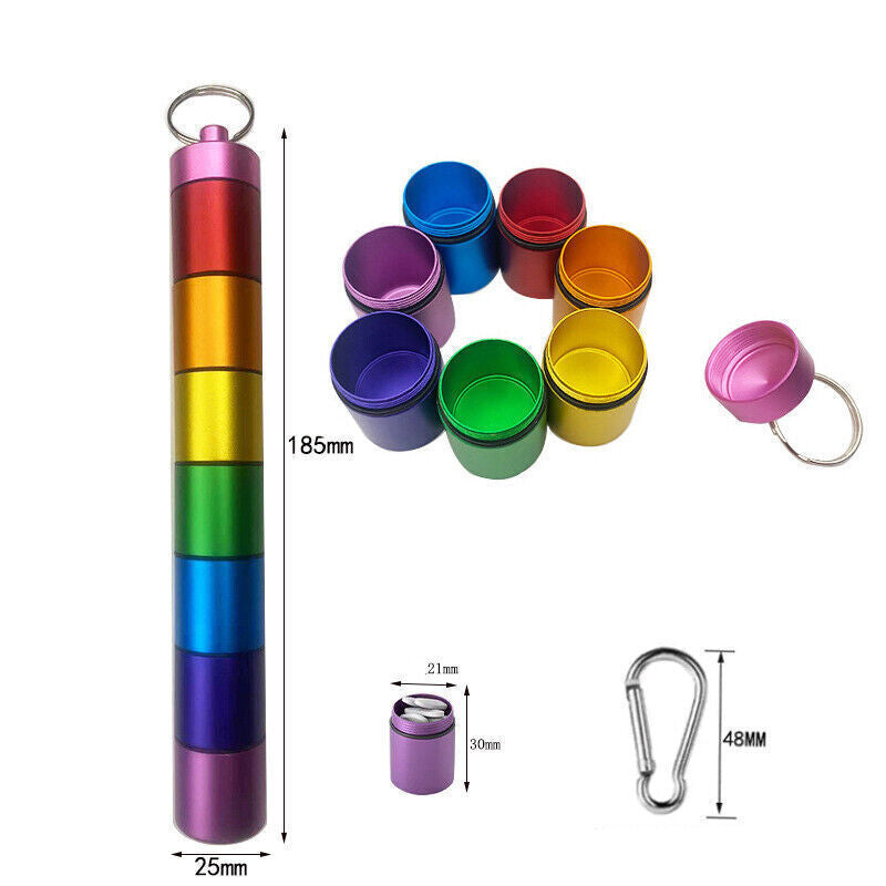 7-Day Pill Box – Waterproof Aluminium Medicine Storage Container with Keychain