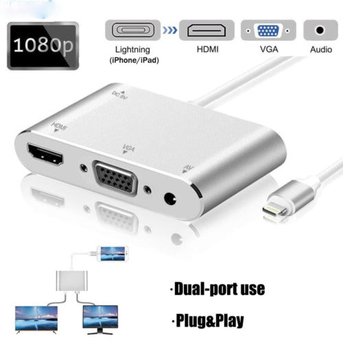 3 in1 Hub iphone ipad to HDMI VGA Audio Adapter For iPhone 13 12 Pro Max X XS XR