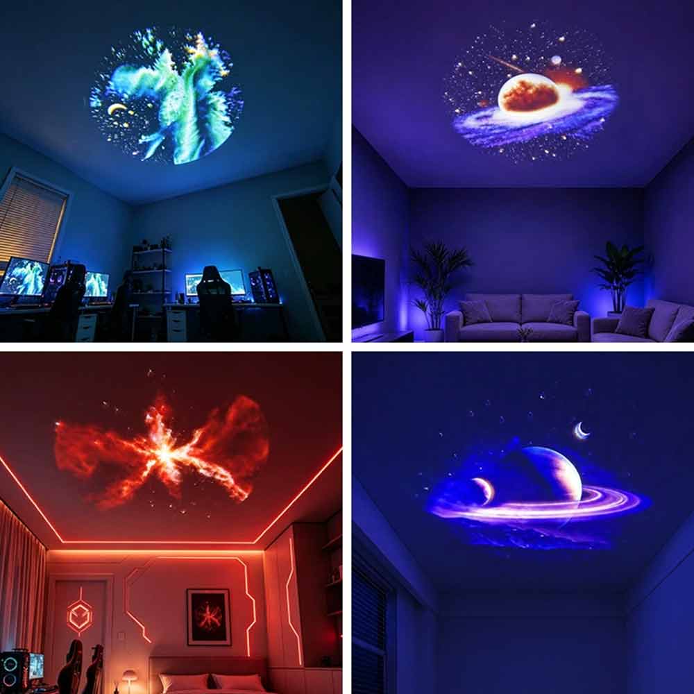 Galaxy Projector Night Light – USB Lamp with 3 Films 15 Pictures, 360° Rotation