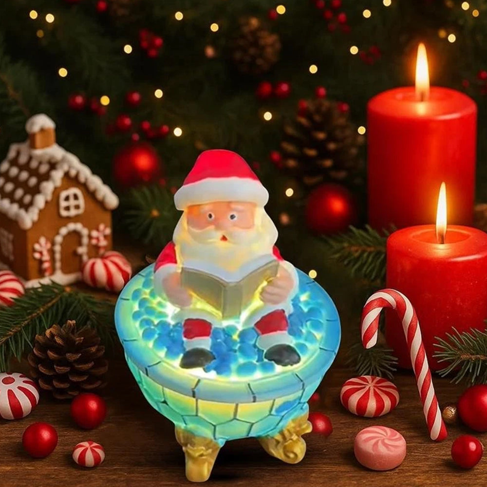 Christmas Santa Bubble Bath Lamp, Cute Santa Reading Books USB LED Lamp Decor