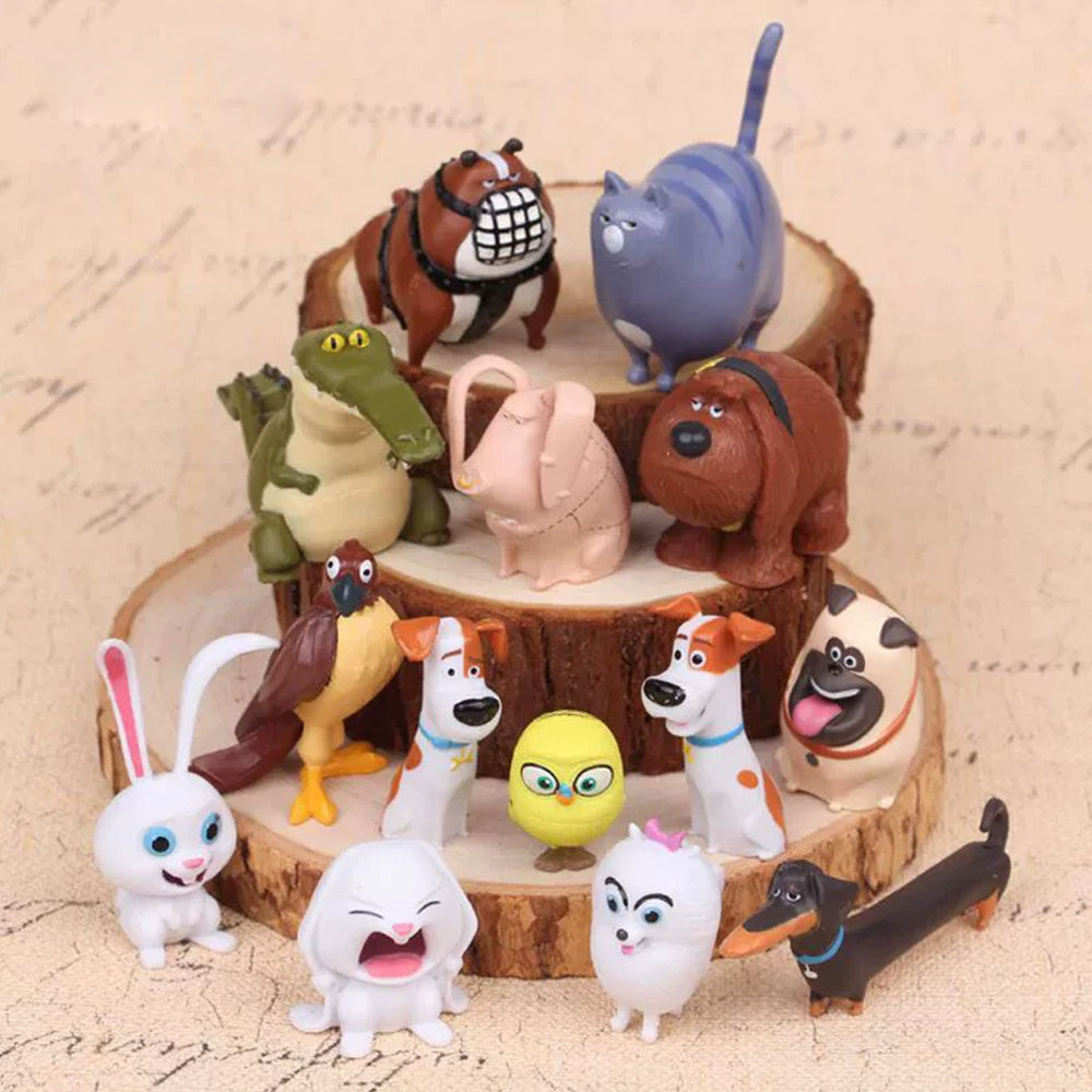 14PCS PVC Pet Figures – Rabbit, Dog & Cat Action Toys for Christmas Gift