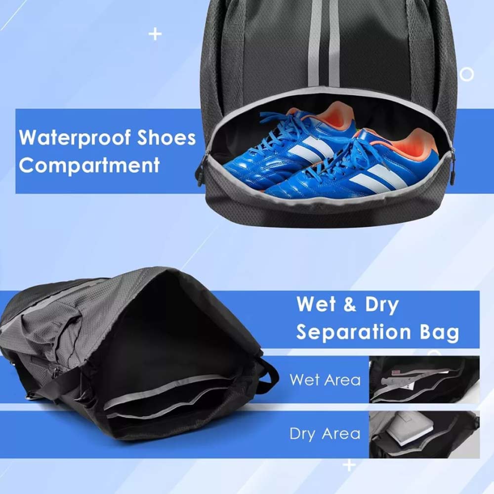 Waterproof PE Backpack Drawstring Sports Backpack Gym Bag with Shoe Compartment