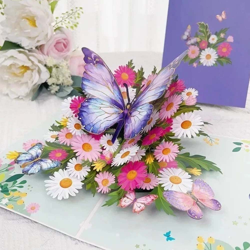 3D Pop-Up Birthday Card – Butterfly Flower Design for Mum, Daughter, Wife, Niece