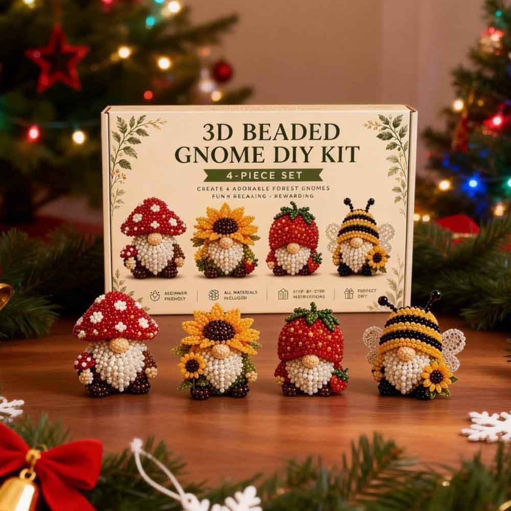 3D Beaded Gnome DIY Kit – Handmade Bead Art Set for Teens & Adults