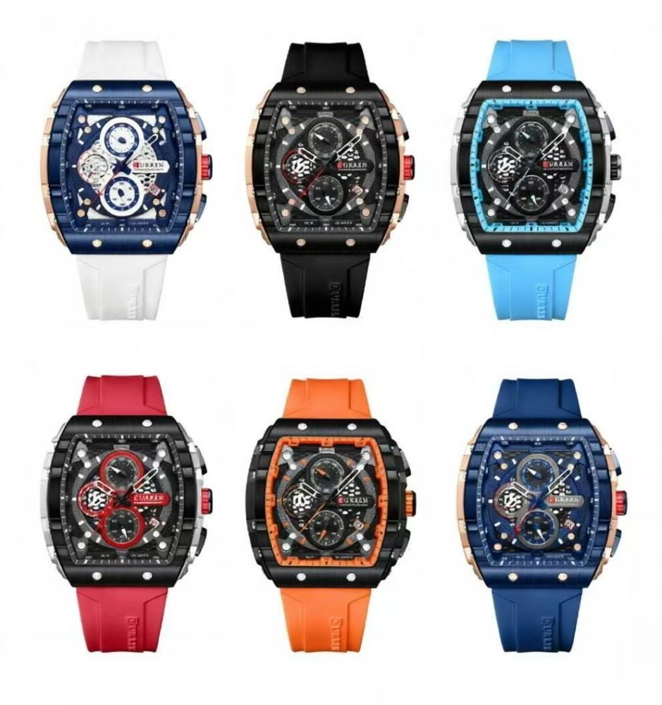 Men's Chronograph Watch – 47mm Quartz Silicone Strap, 3ATM Water Resistant