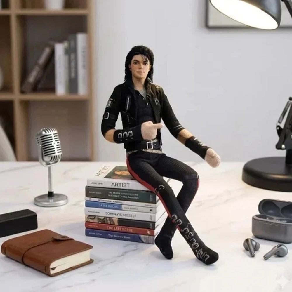 Michael Jackson Plush Doll – 28cm Poseable Figure, 6 Costumes, Abstract Collectible
