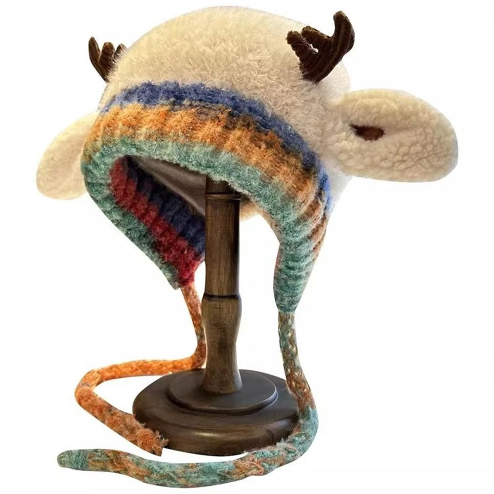 Creative Antler Hat & Bag 2-in-1 – Festive Reindeer Knitted Christmas Beanie