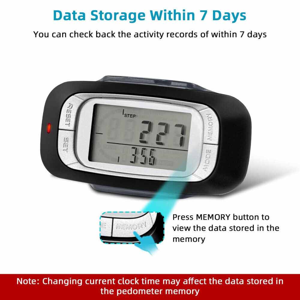 3D Sensor LCD Pedometer Step Walking Distance Calorie Counter Pedometer Clip on for Jogging Running