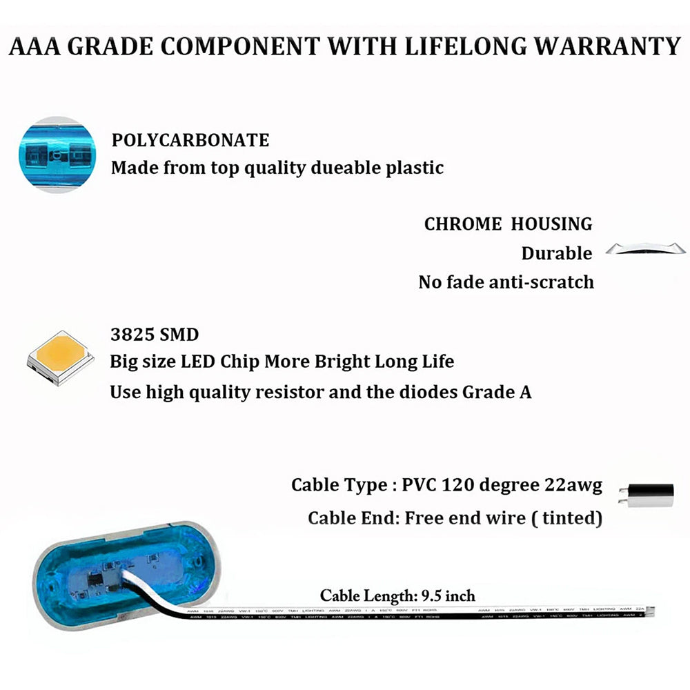 4x Marine Boat LED Courtesy Lights Cabin Deck Walkway Stair Light Blue 12V -24V