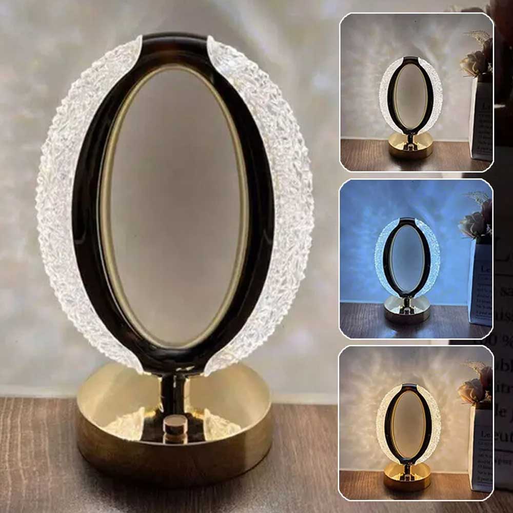 Table Lamp Crystal Night Light Touch Control USB Rechargeable Bedside Lamp Decor