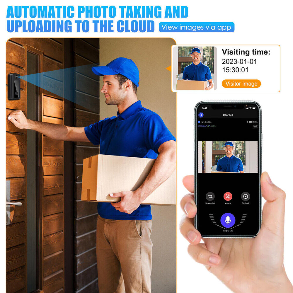 Wireless Smart Video Doorbell WiFi Tuya Security Camera Bell Phone Door Ring