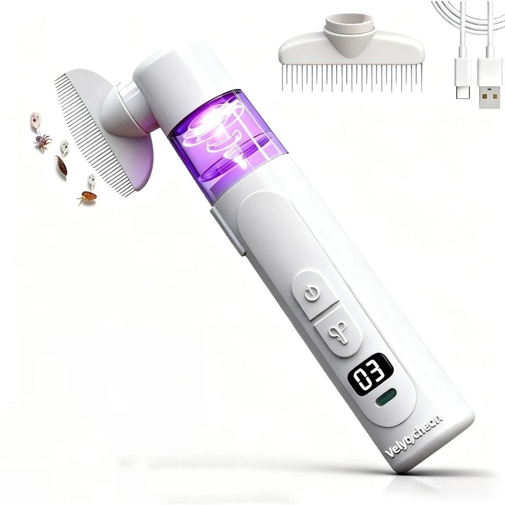 Electric Pet Flea Comb – 2-in-1 Rechargeable Detangling Brush & Lice Comb