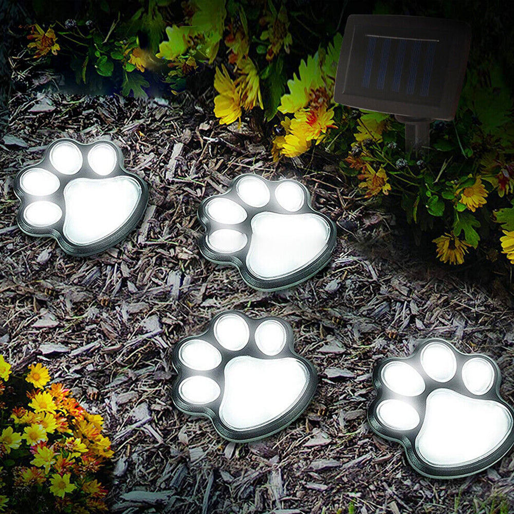 4 Paw Print Solar Outdoor Lights Cat Puppy Animal Garden Lights Path Patio Yard Paw lamp