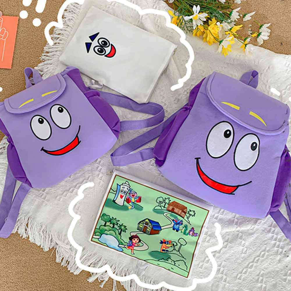 Dora the Explorer Plush Backpack with Interactive Map – Purple Kids Adventure Bag for School & Dress-Up