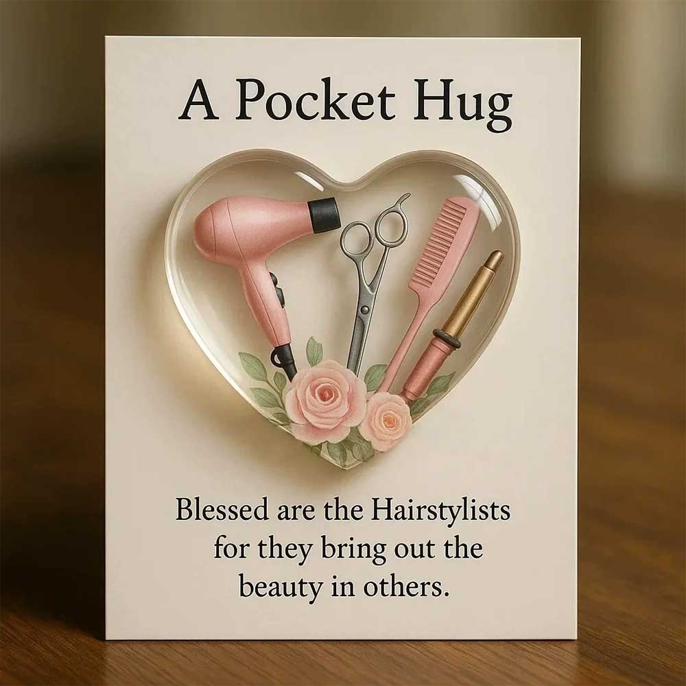 A Pocket Hug for Hairstylists - Mini Hair Tool Heart Ornament & Appreciation Gift