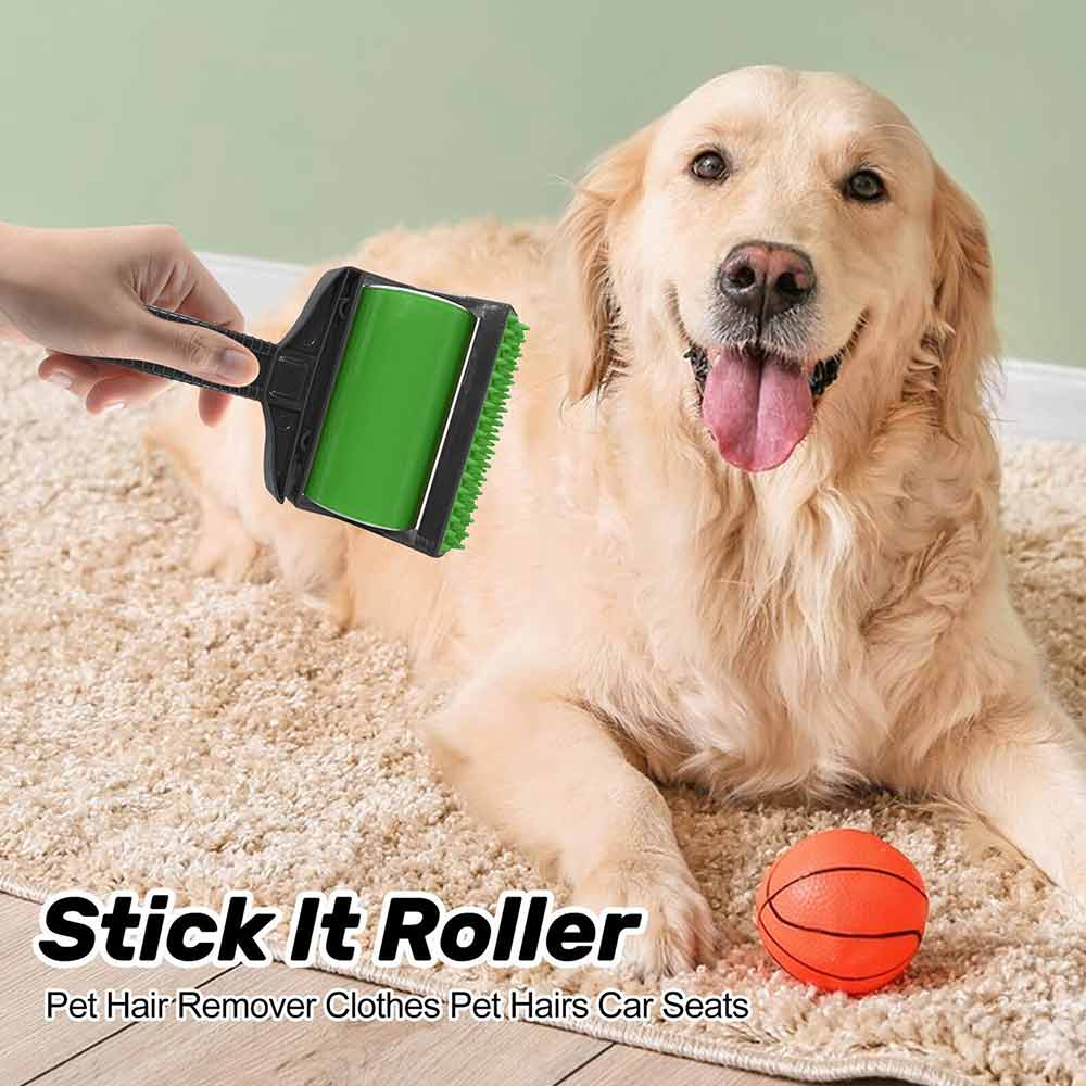 2pcs Stick It Roller Pet Hair Remover, Reusable Washable Stick Green