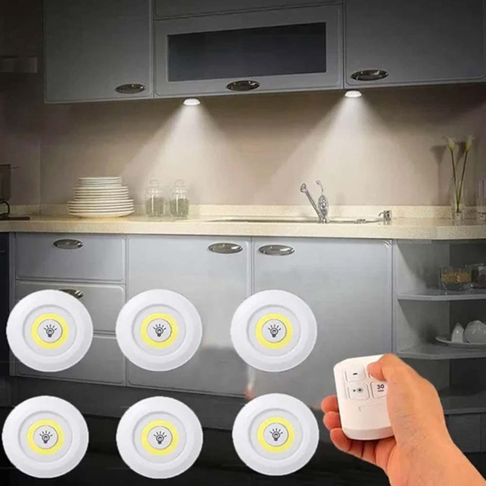3PCS Remote LED Push Lights - Dimmable Under Cabinet Lights with Timer