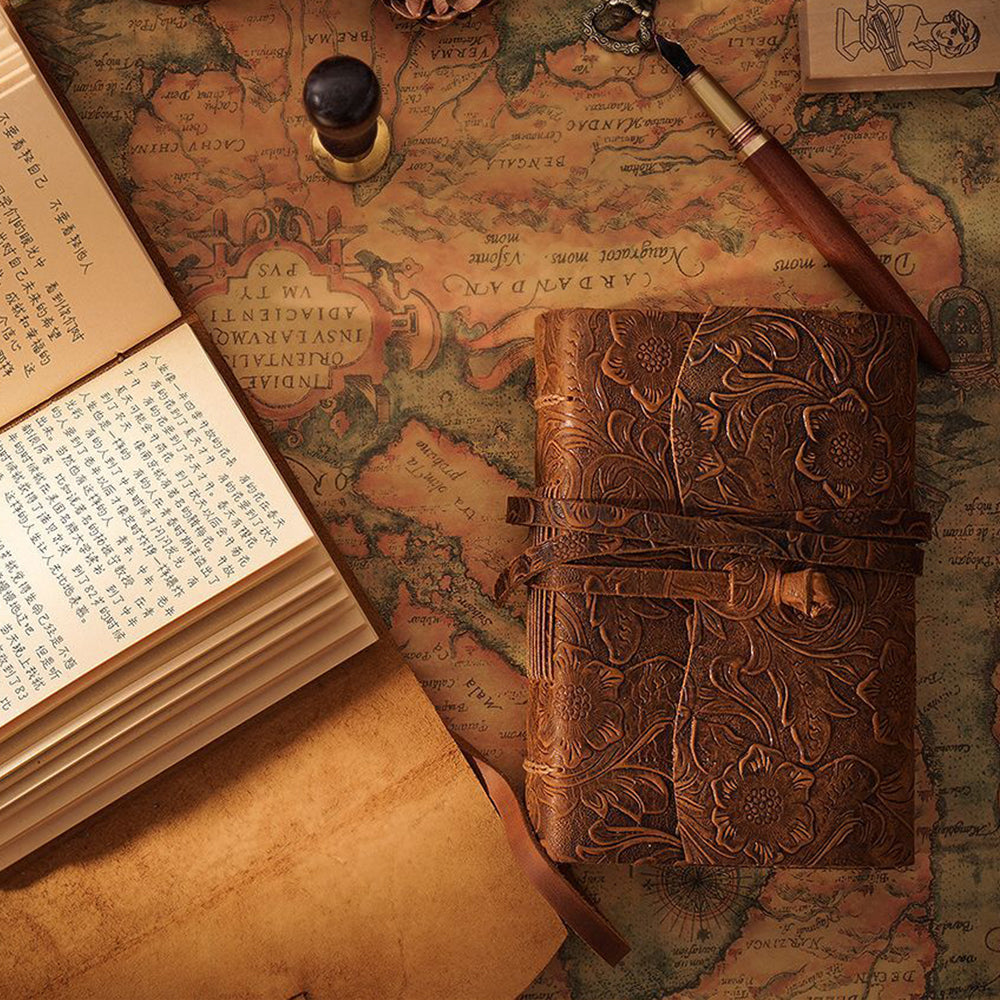 Leather Handmade Writing Notebook - Antique Vintage Brown Bound Daily Journal