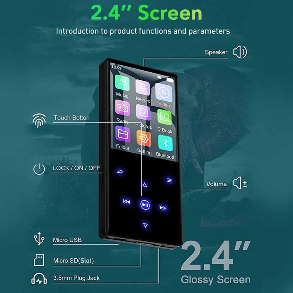 32G MP3 FM Radio Player Sport Music Portable Video Recorder MP4 Bluetooth HIFI