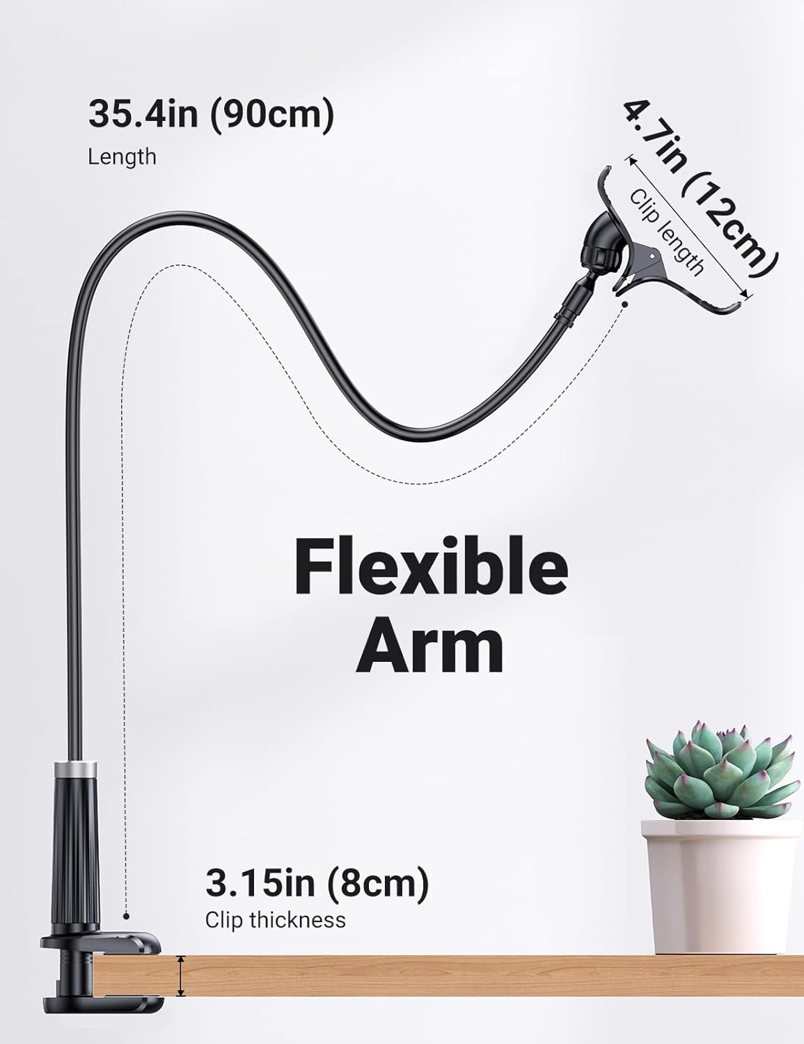 UGREEN Phone Holder for Bed Flexible Clamp Overhead Long Arm Clip 4-7.2'' Phones