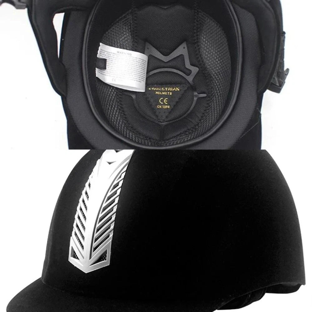 Black Horse Riding Helmet – Adjustable Safety Half Cover, 58cm Equestrian