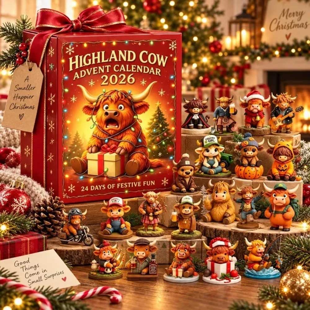 24-Day Highland Cow Advent Calendar – 3D Silicone Figures Christmas Countdown