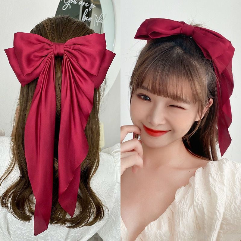 Large Bow Hair Clip – Satin Ribbon Barrette for Women & Girls, Hairpin Headwear