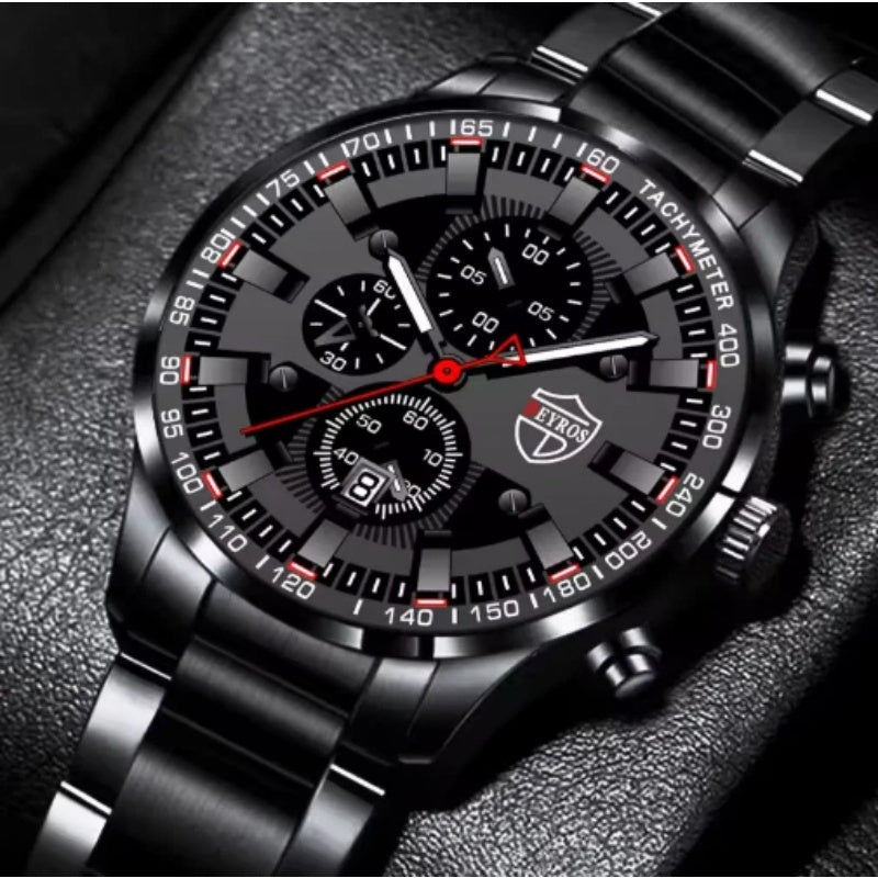Men's Business Fashion Watch Stainless Steel Strap with FREE Gift Bracelet
