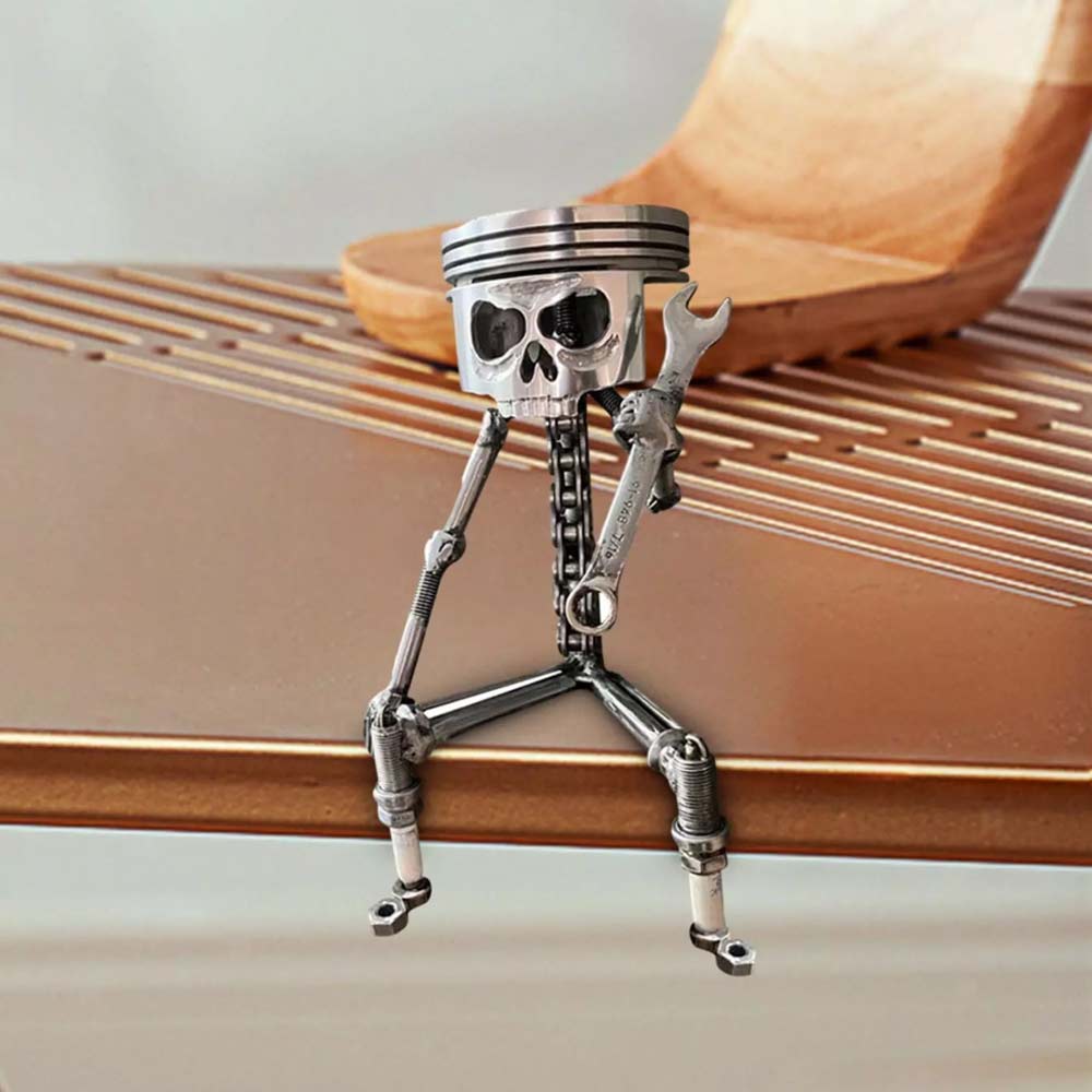 Skull Head Statue Carving Piston Skull Face Resin Ornament Photo Props for Home Office