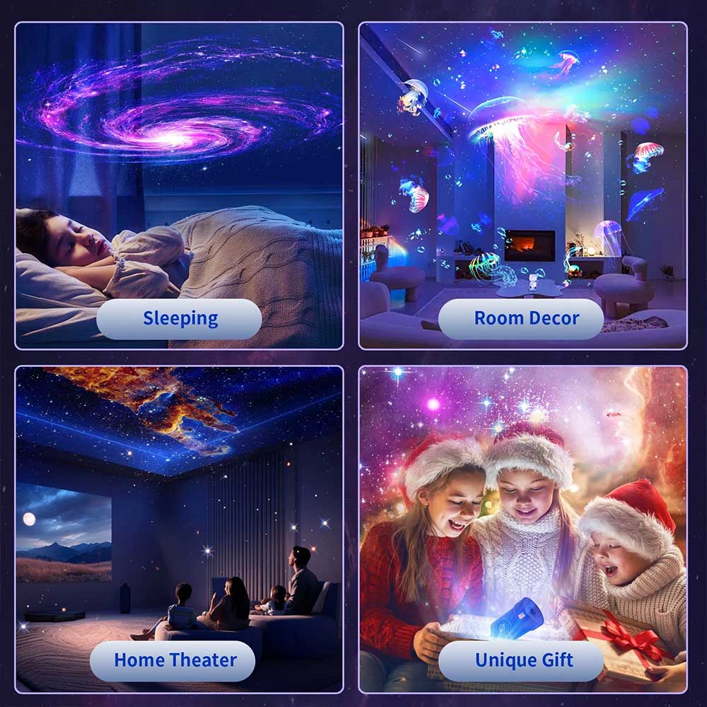 Galaxy Night Light Projector – HD Planetarium with 10 Films & Rotation Speed