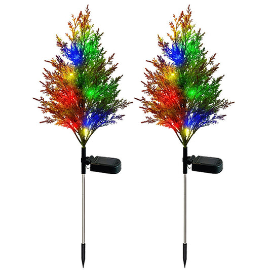 2Pack Solar Christmas Tree Garden Stake Lights Outdoor Waterproof Multi-Color Pathway Lights