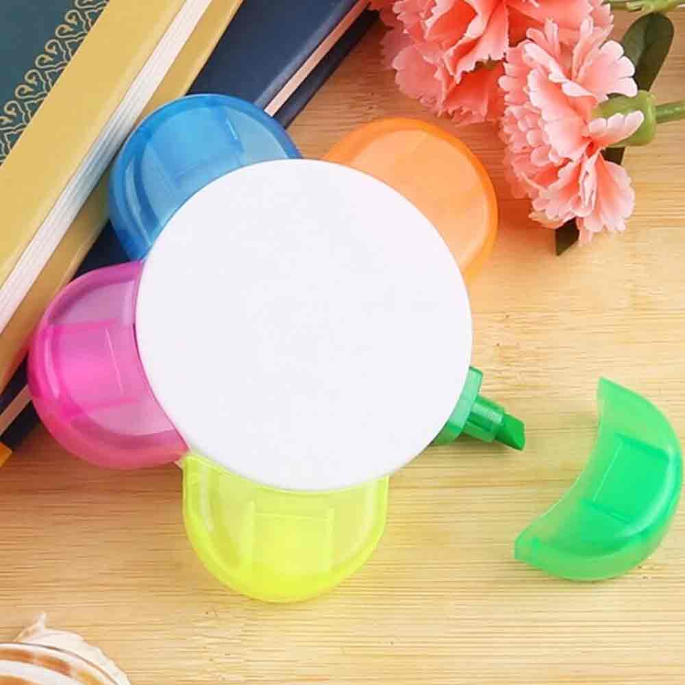 5-in-1 Flower Shaped Highlighter – Novelty Multi-Colored Stationery Art Pen for Craft