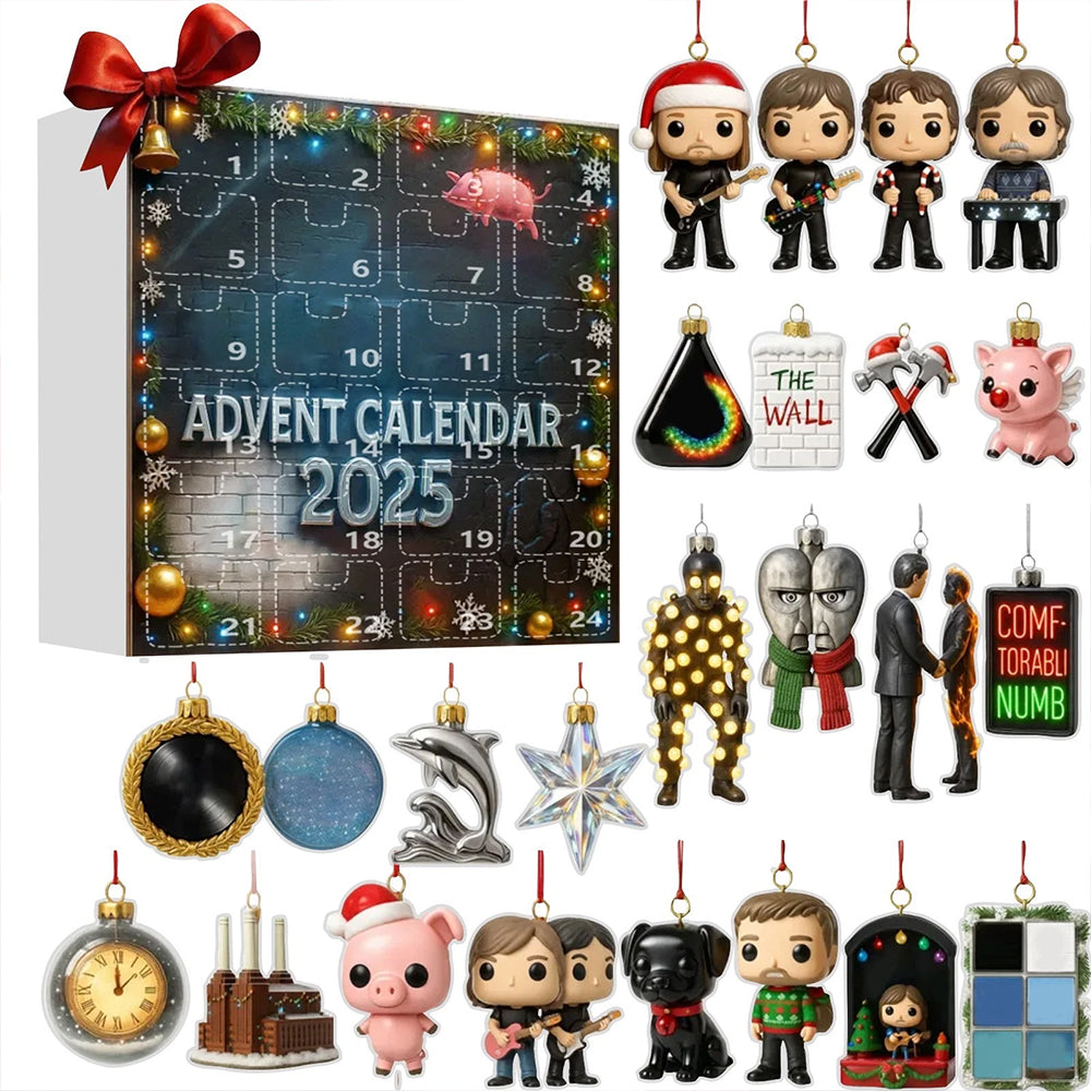 2025 Pink Floyd Advent Calendar 2D with 24 Tarot Card Pendants - Unique Christmas Countdown Gift
