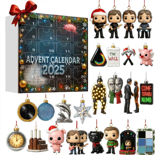 2025 Pink Floyd Advent Calendar 2D with 24 Tarot Card Pendants - Unique Christmas Countdown Gift